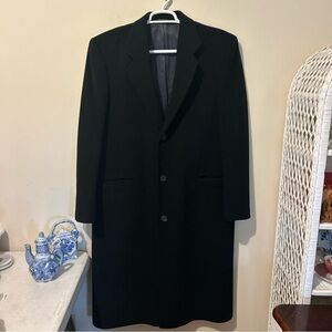 Mark Alexander Cashmere Coat Men’s 46 Black Italian Fabric Overcoat Trench